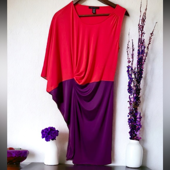 Kenneth Cole Block Color Orange Purple Dress Size Small - Picture 2 of 10